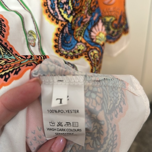 Colorful Button Front Shirt Dress Short Sleeves Sea Creature Print Sz LG New! - Picture 3 of 3